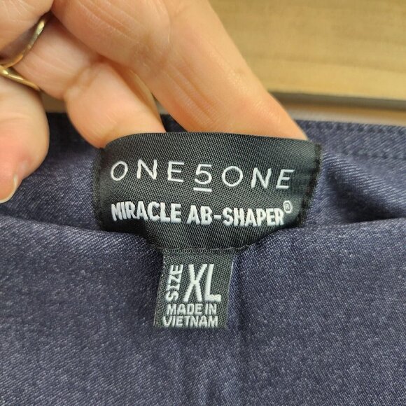 One 5 One Denim Blue Miracle AB Shaper Stretch Pull On Capri Pants Sz XL - Picture 3 of 5